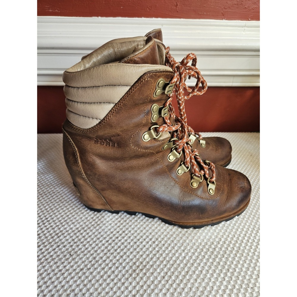 Sorel Conquest Wedge Elk/British Tan Classic Alpine Leather Booties Size 9 - Picture 2 of 7